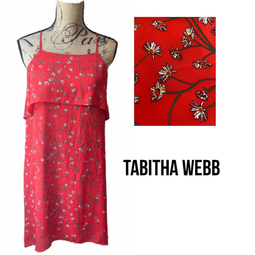 TABITHA WEEB Red Dainty Daisy Floral Casual Dress Highlow SZ 4 Small Sundress